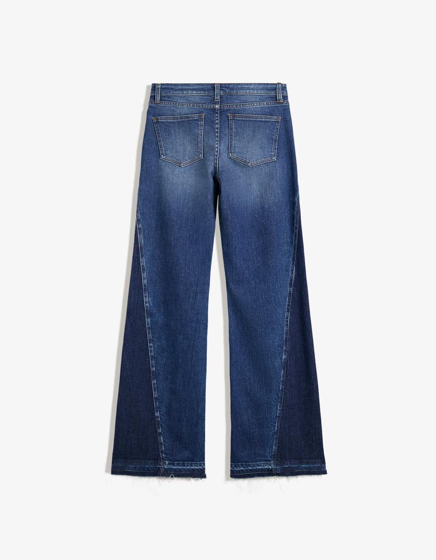 Contrast flared jeans-Light blue-4