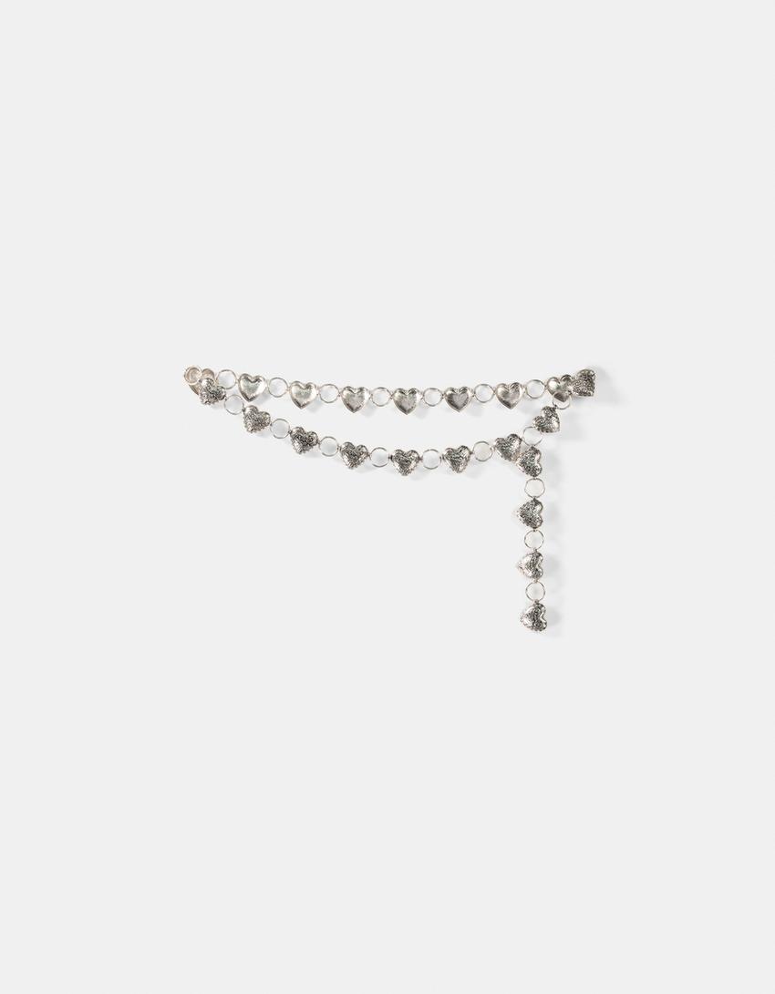 Ceinture chaîne cœurs-Argent-2