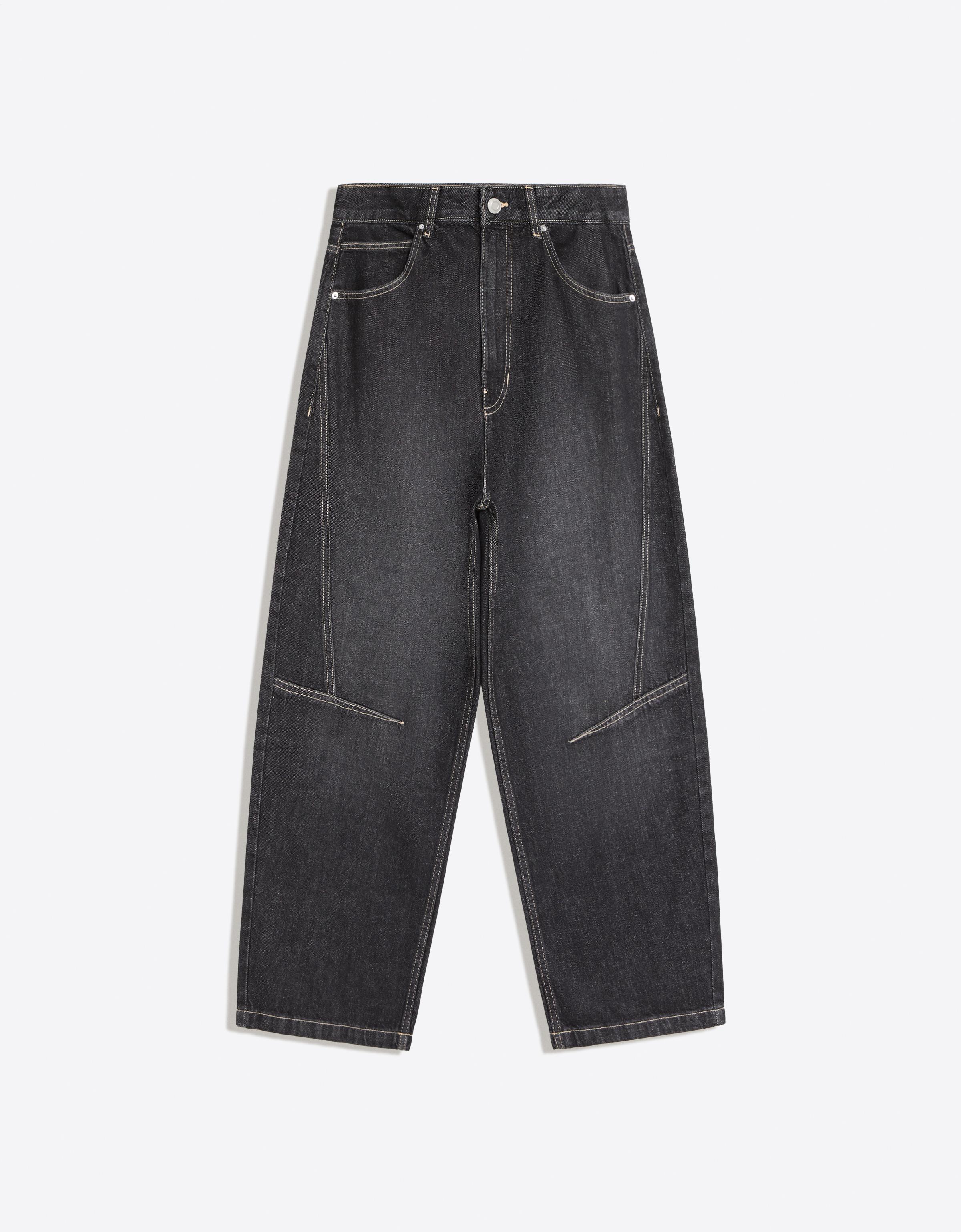 Balloon jeans with seam detail — Navy