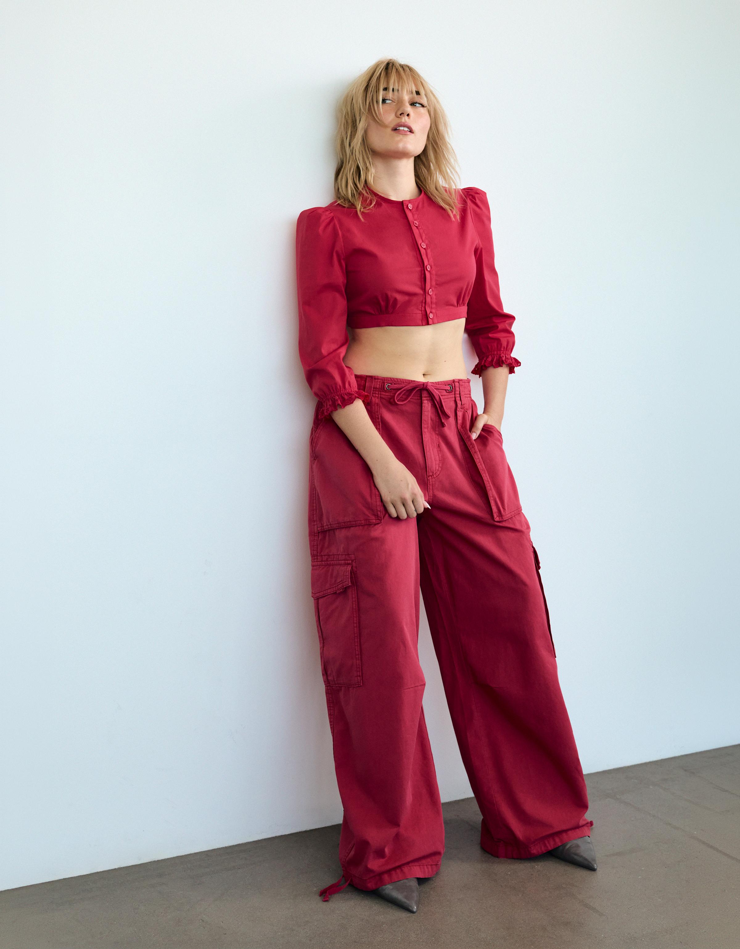 Parachute cargo trousers — Red