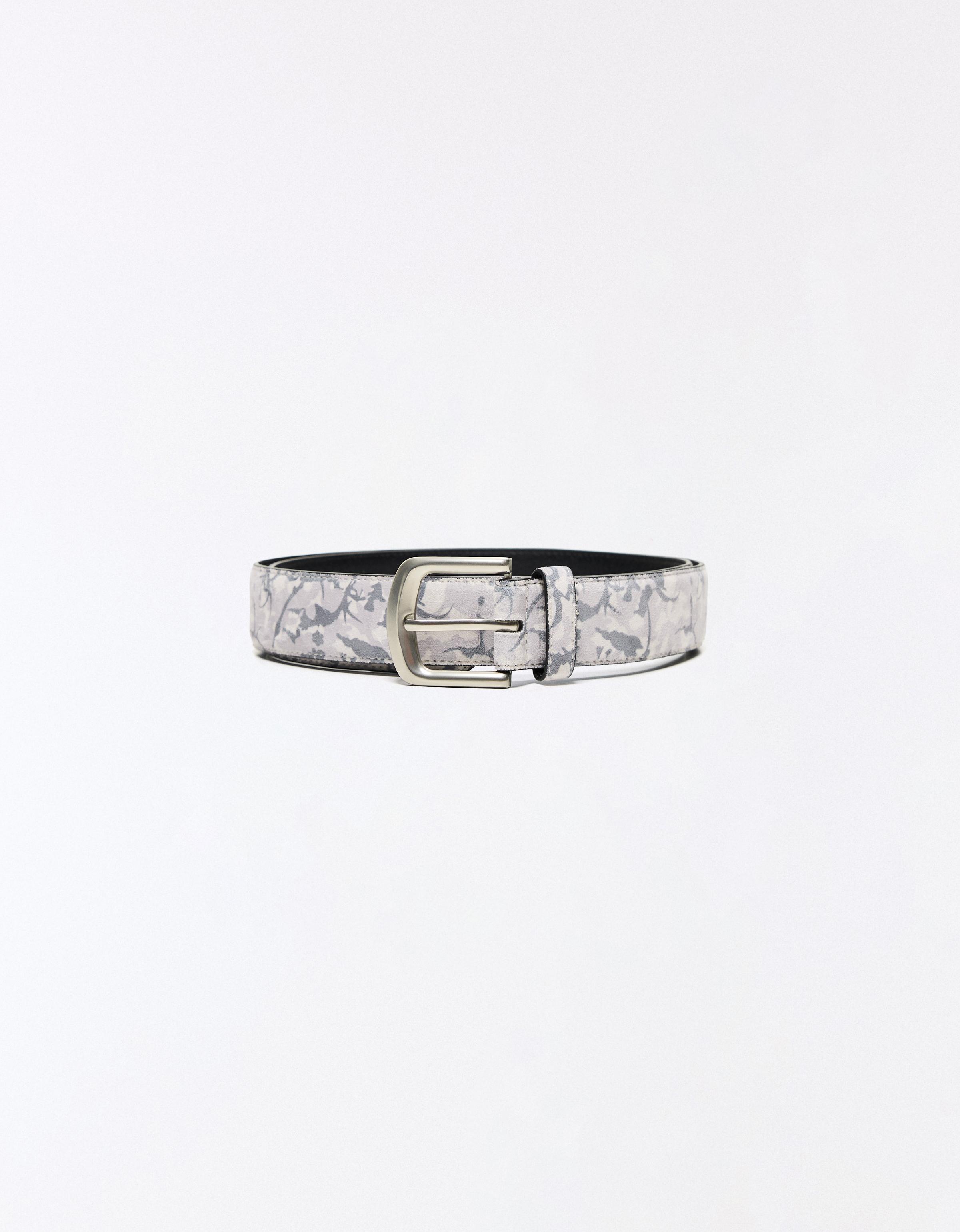 Cinturón Print Hojas Hombre 100 Gris Mezcla