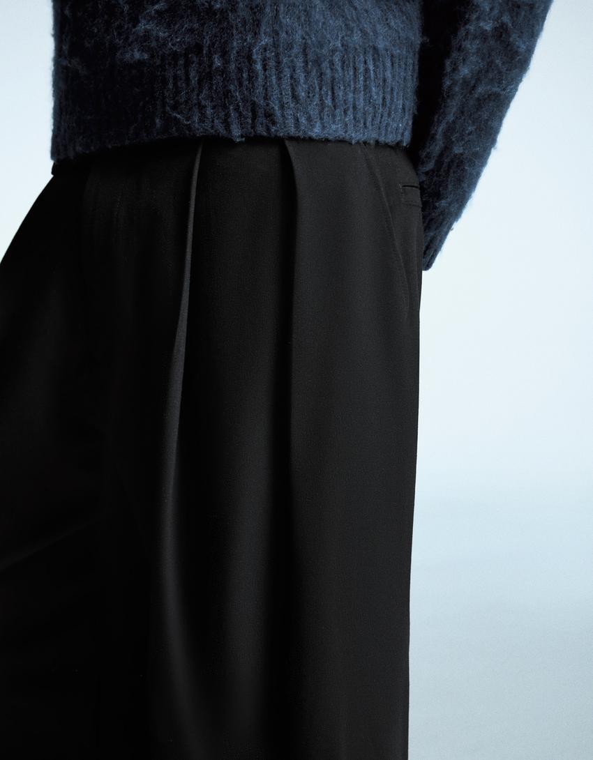 Pantalón balloon tailoring pinzas-Negro