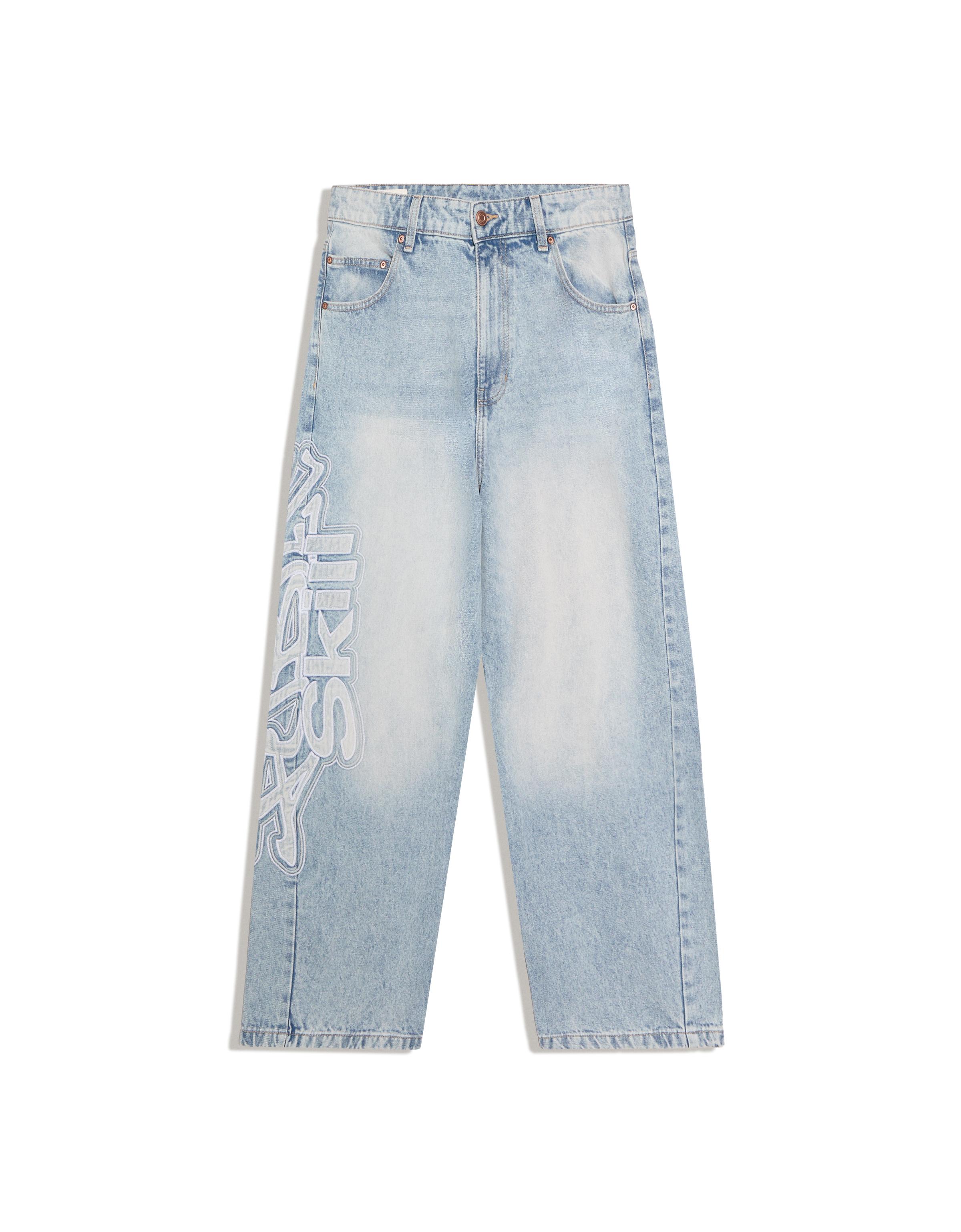 Super baggy jeans with side patches — Light blue
