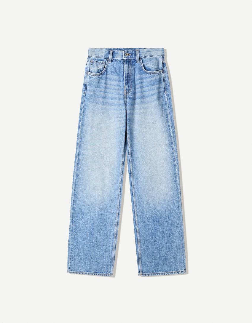 Wide-leg '90s jeans-Light blue