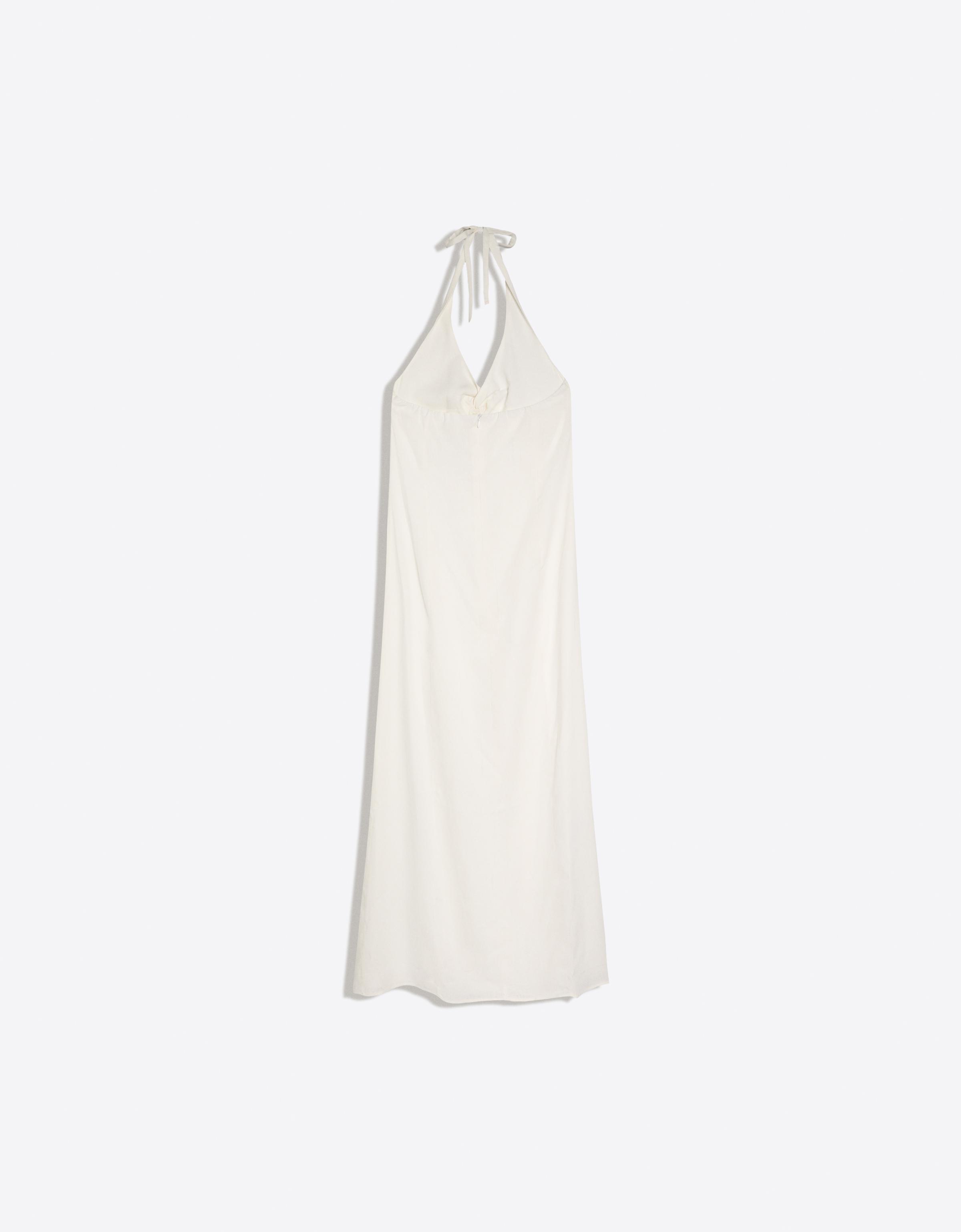Halter midi dress with linen — White