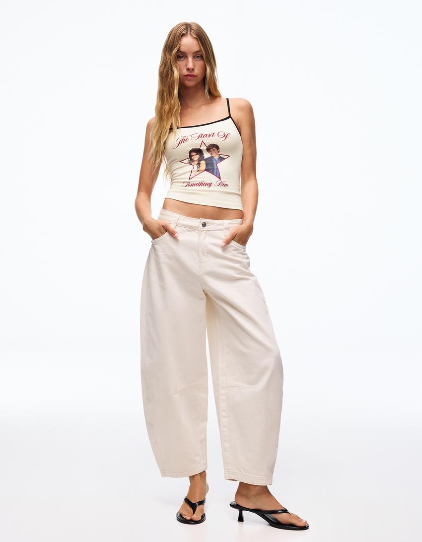 High School Musical print strappy top-Off white