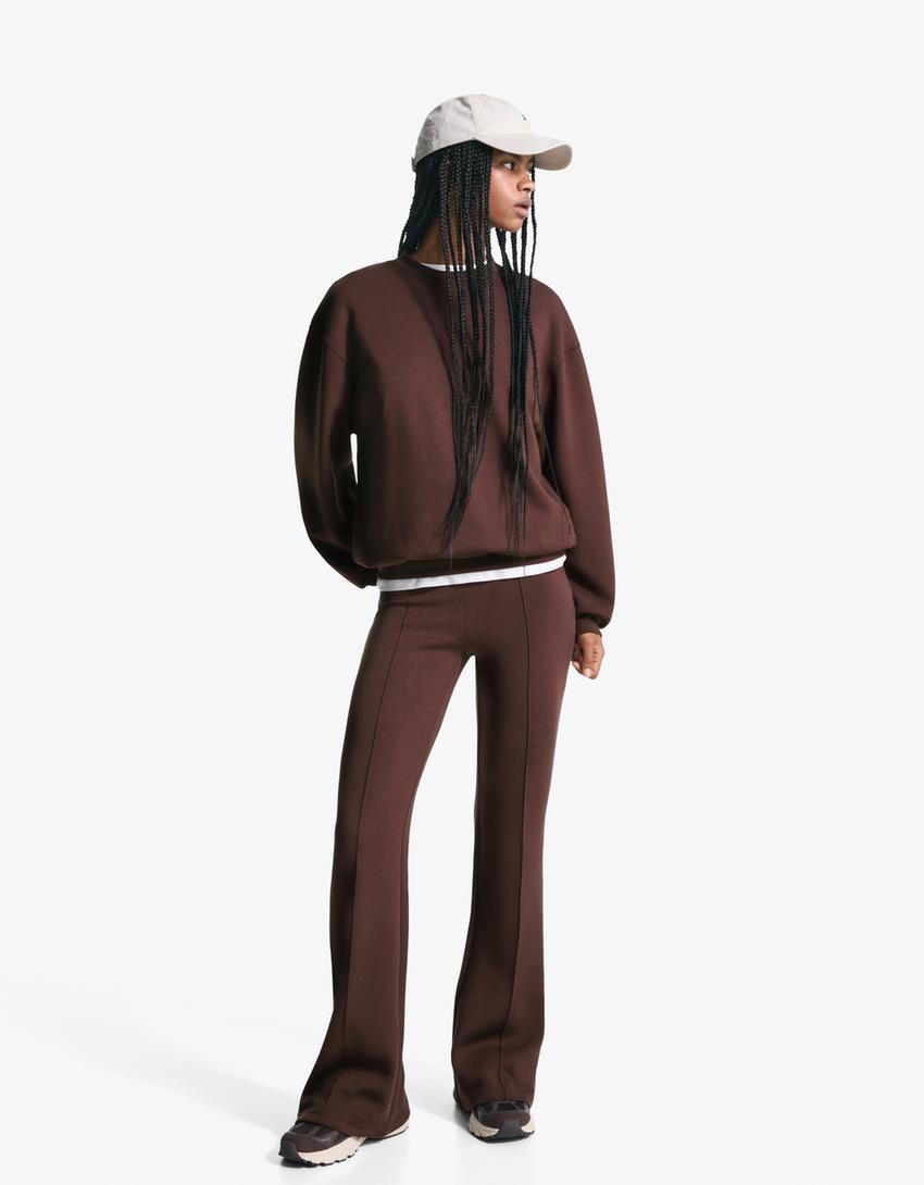 Modal flared pants-Brown-0