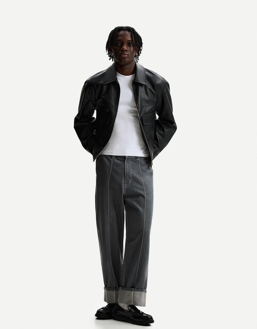 Kunstlederjacke-Schwarz-3