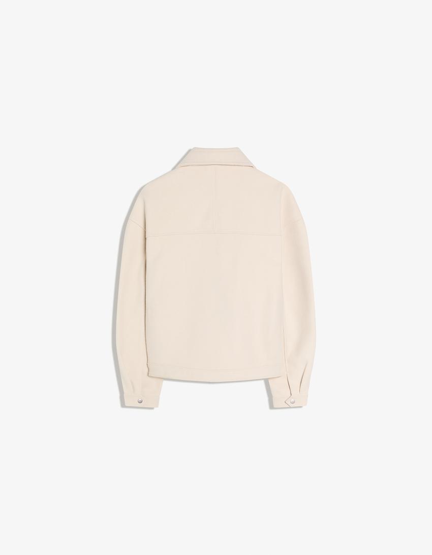 Zip-up cloth jacket-Stone