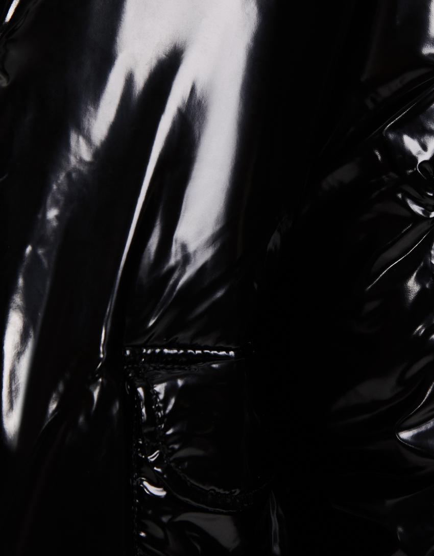 Oversize vinyl-effect puffer jacket-Black-5