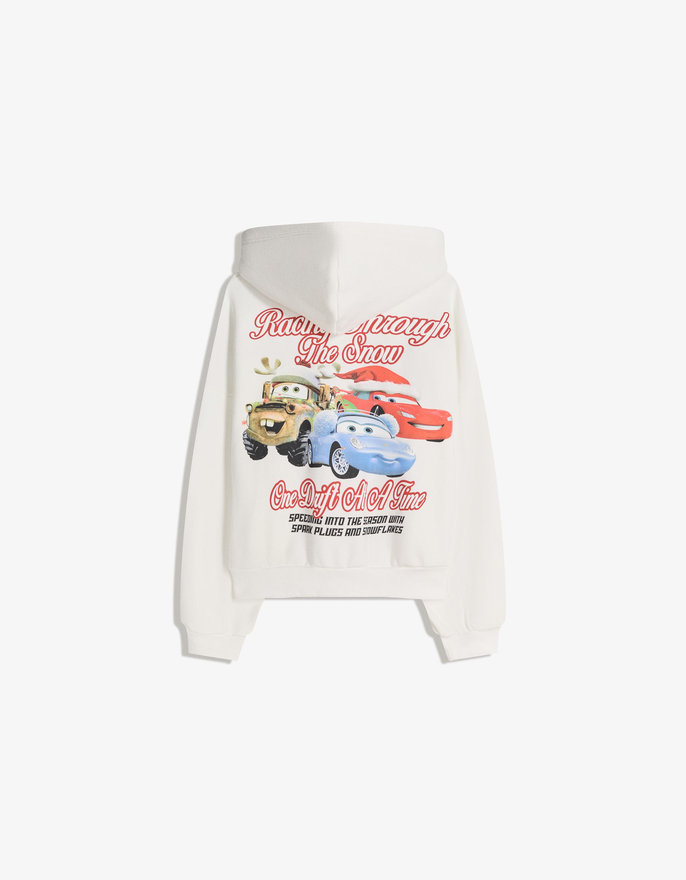 Cars print hood sweatshirt with hood sweatshirt — Off white