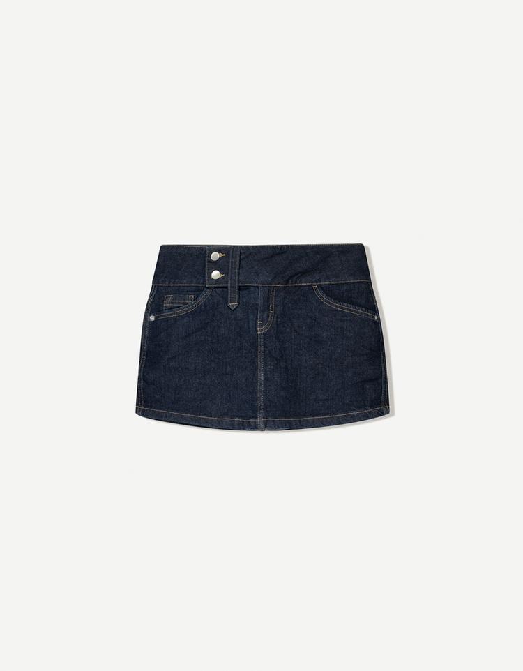 Stretch denim mini skirt