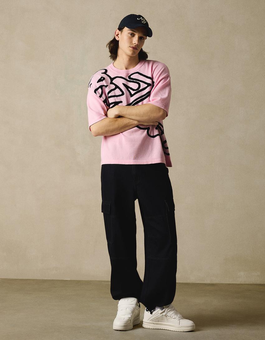 Camiseta manga corta print-Rosa