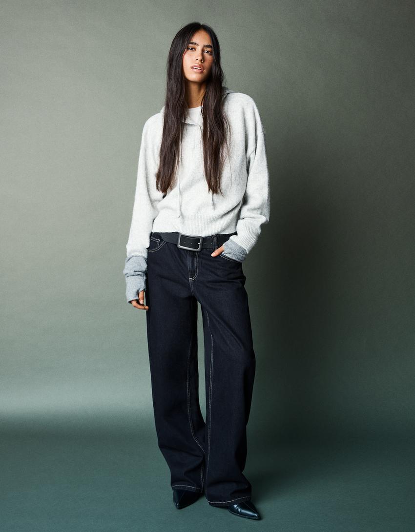 Baggy barrel jeans-Navy