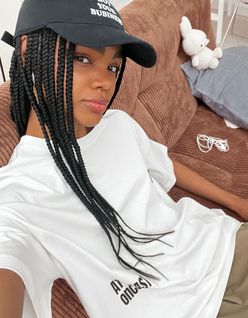 T-Shirt mit Print-Weiss / Schwarz
