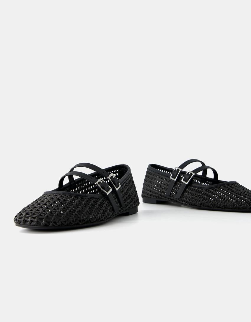 Ballerines résille avec boucles-Noir-3
