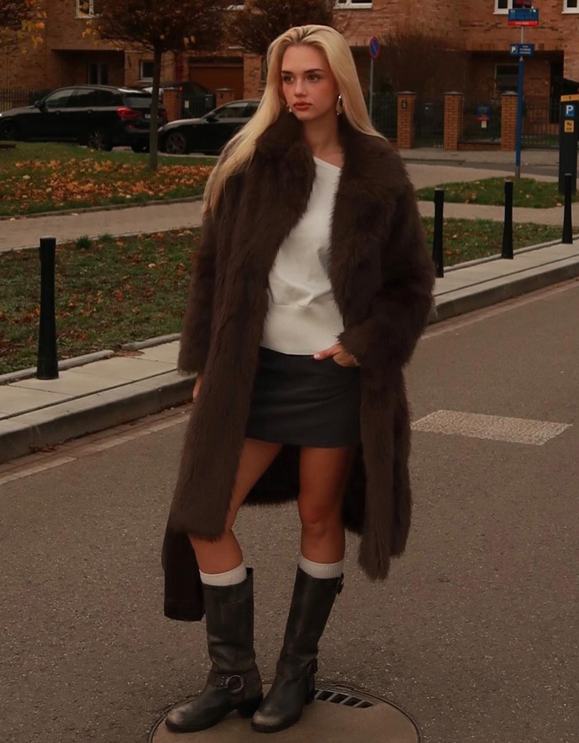 Long faux fur coat