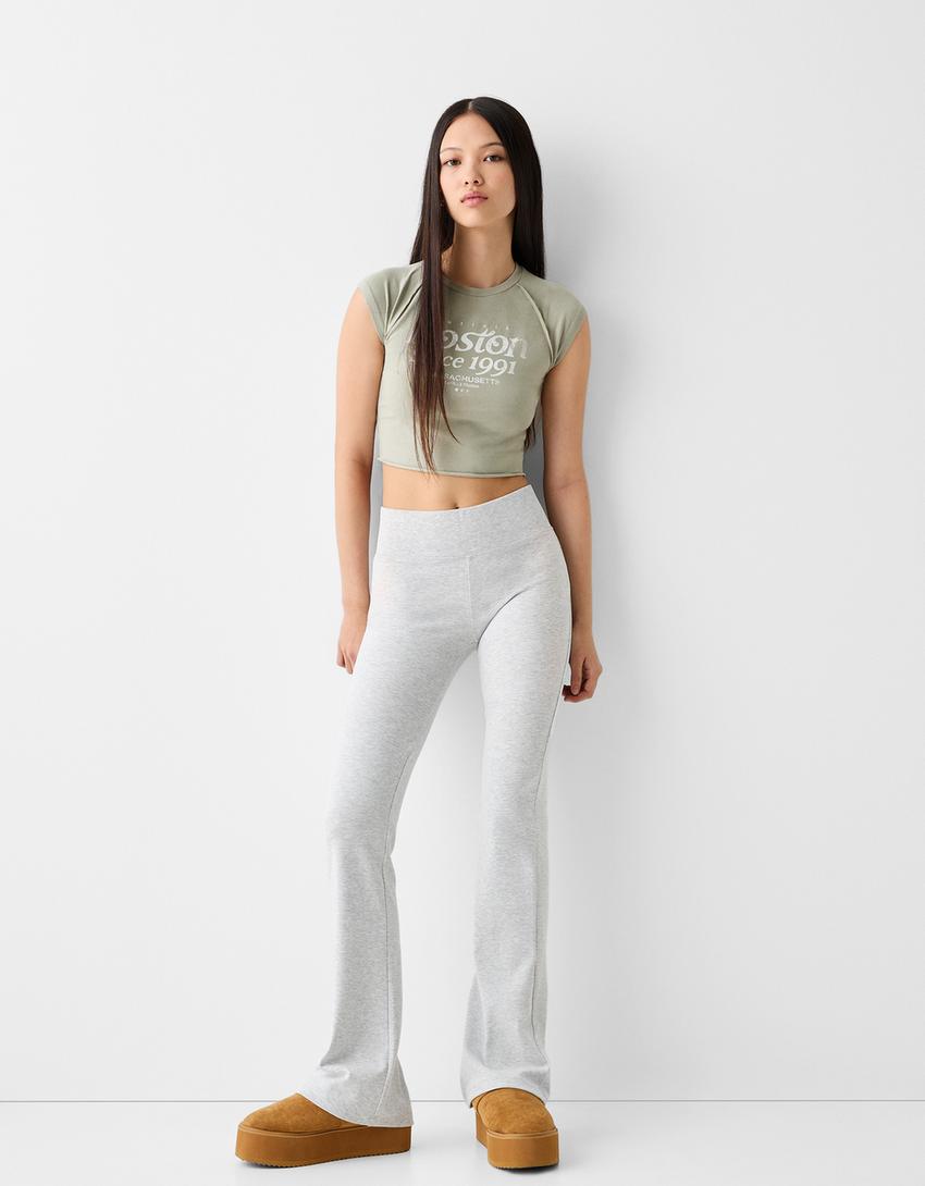 Kısa reglan kollu desenli t-shirt-Yeşil-3