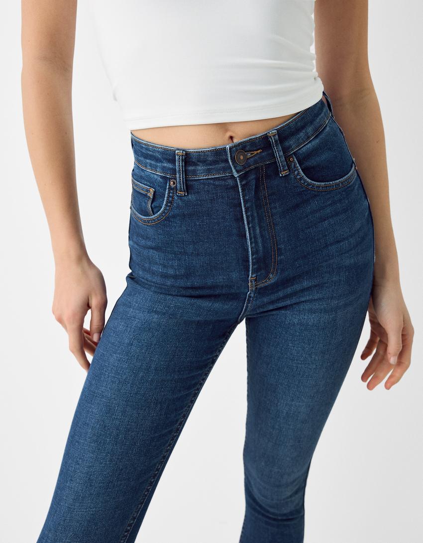 Jeans taille très haute skinny-Bleu-3