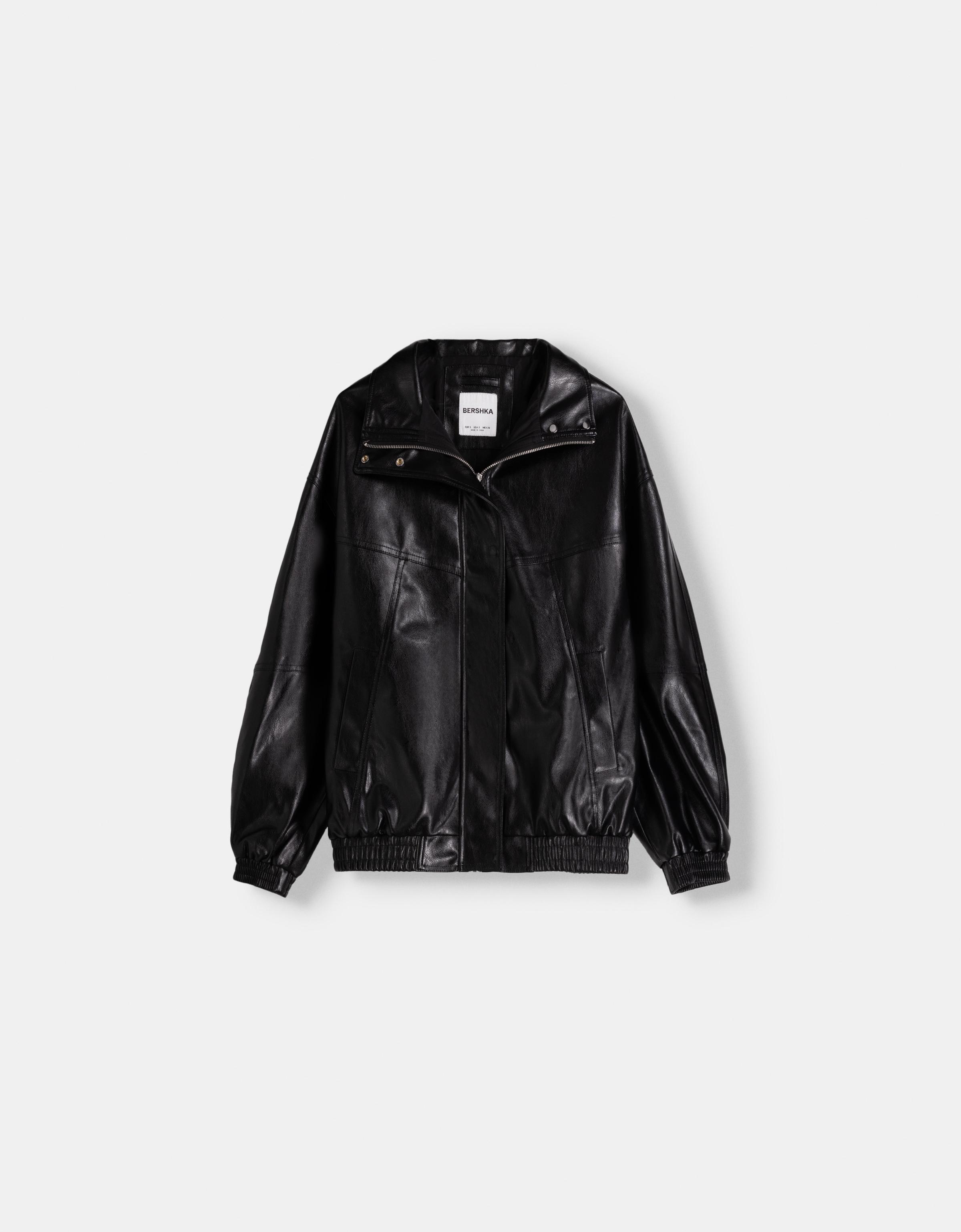 Oversize faux leather jacket Jackets and blazers Women Bershka