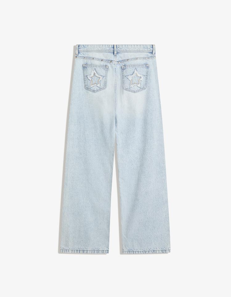 Yıldız zımbalı baggy fit jean