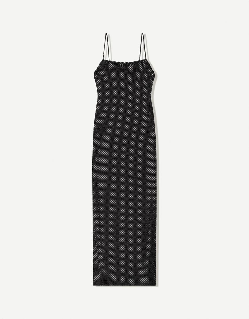 Printed strappy midi dress