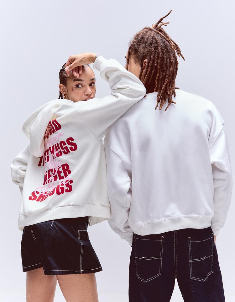 Zip-up print hoodie