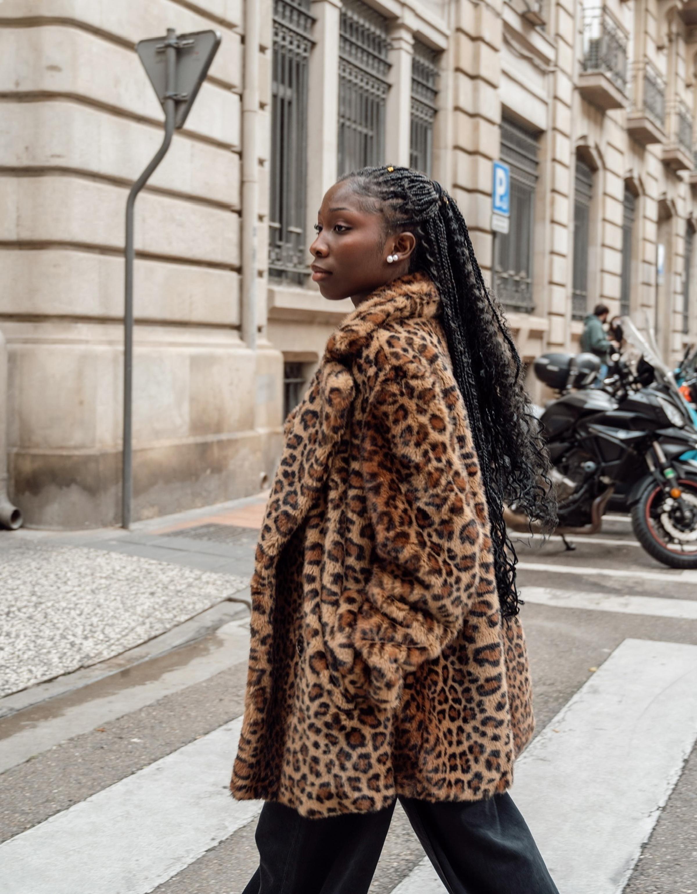 Animal offers print faux fur coat