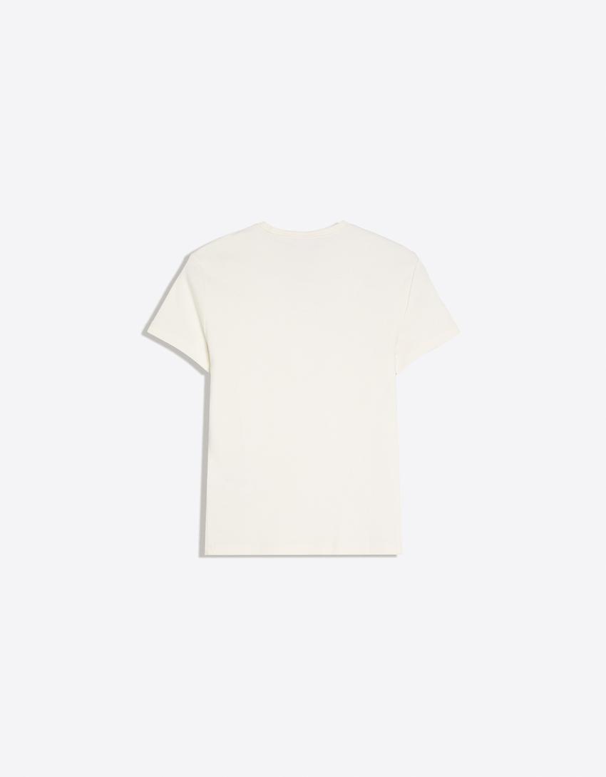 Short sleeve sequinned print T-shirt-Off white