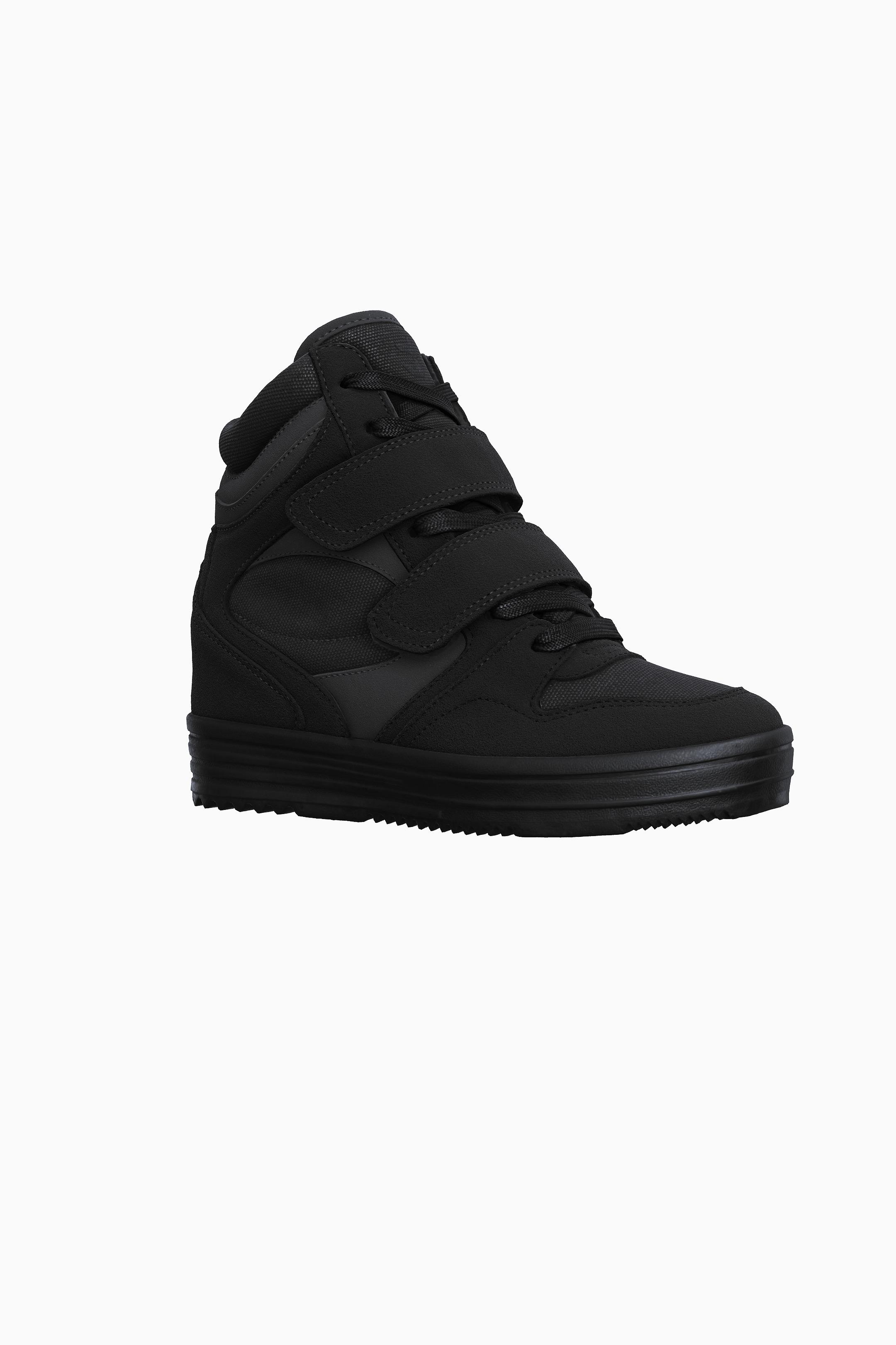 Zapatillas abotinadas cuña interior-Negro-5