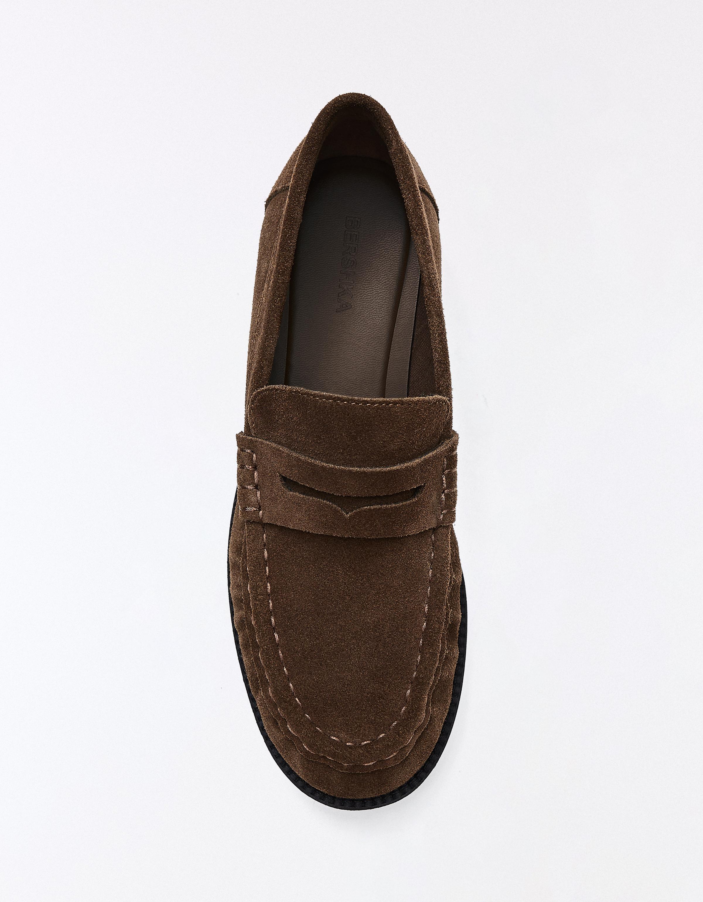 Leather loafers with slim sole — Tan