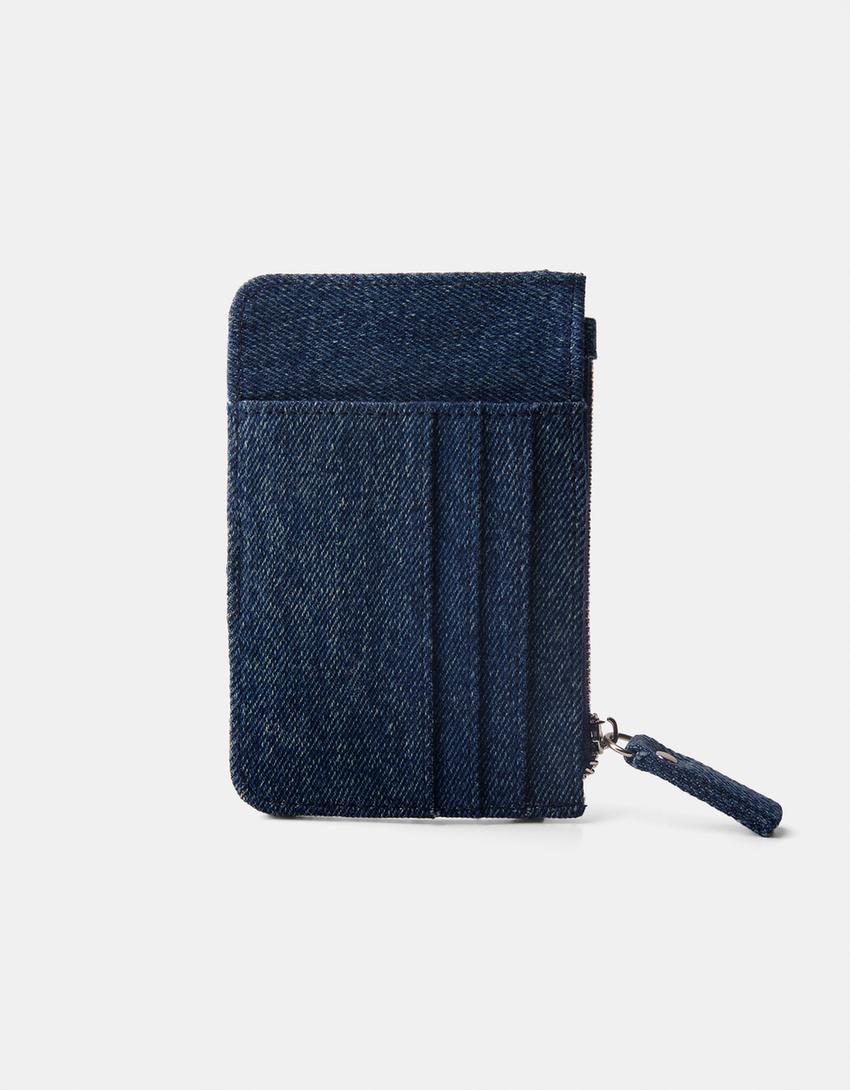 حافظة بطاقات دنيم بأحجار الراين-أزرق-1