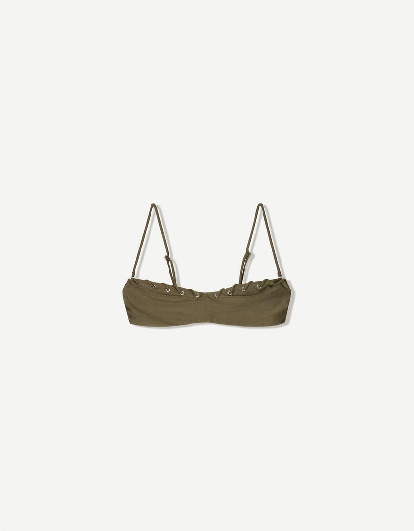 Bağcıklı bikini üstü-Yeşil-3
