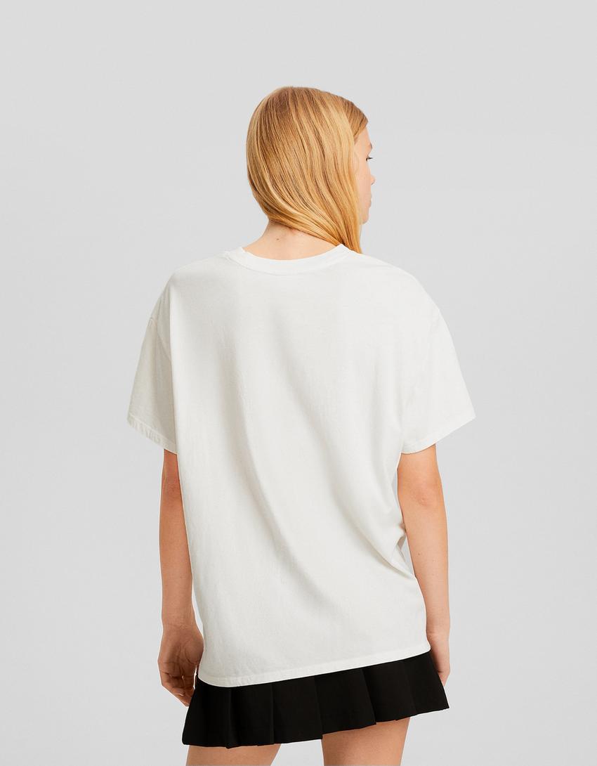 T-shirt manga curta estampado-Branco-1