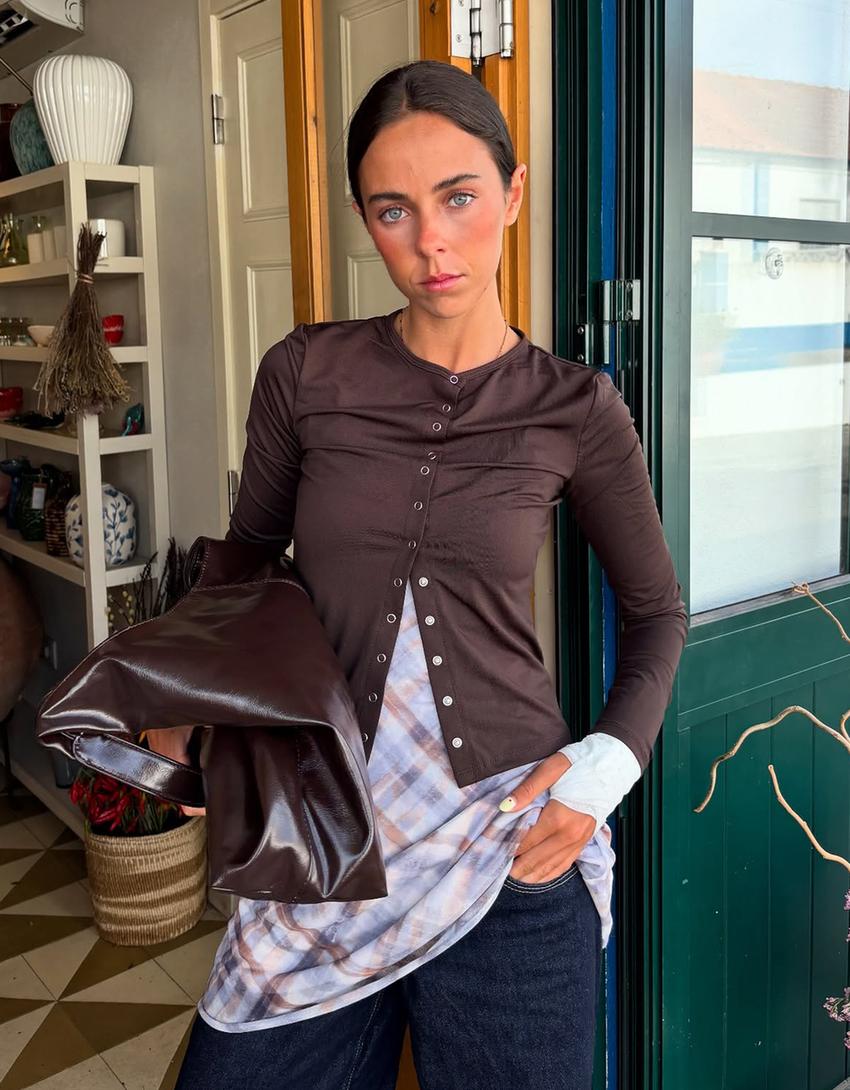 Borsa effetto vernice-Marrone
