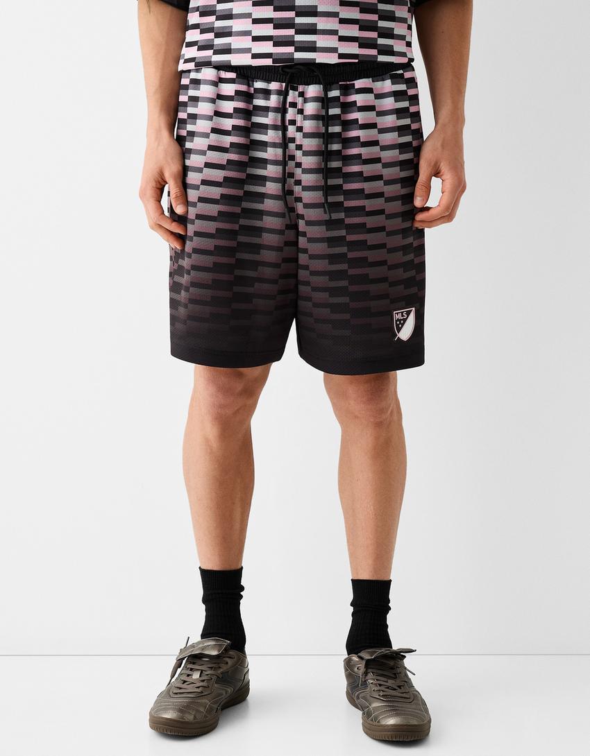 Calções bermuda Inter Miami CF com estampado em mesh-Preto-4