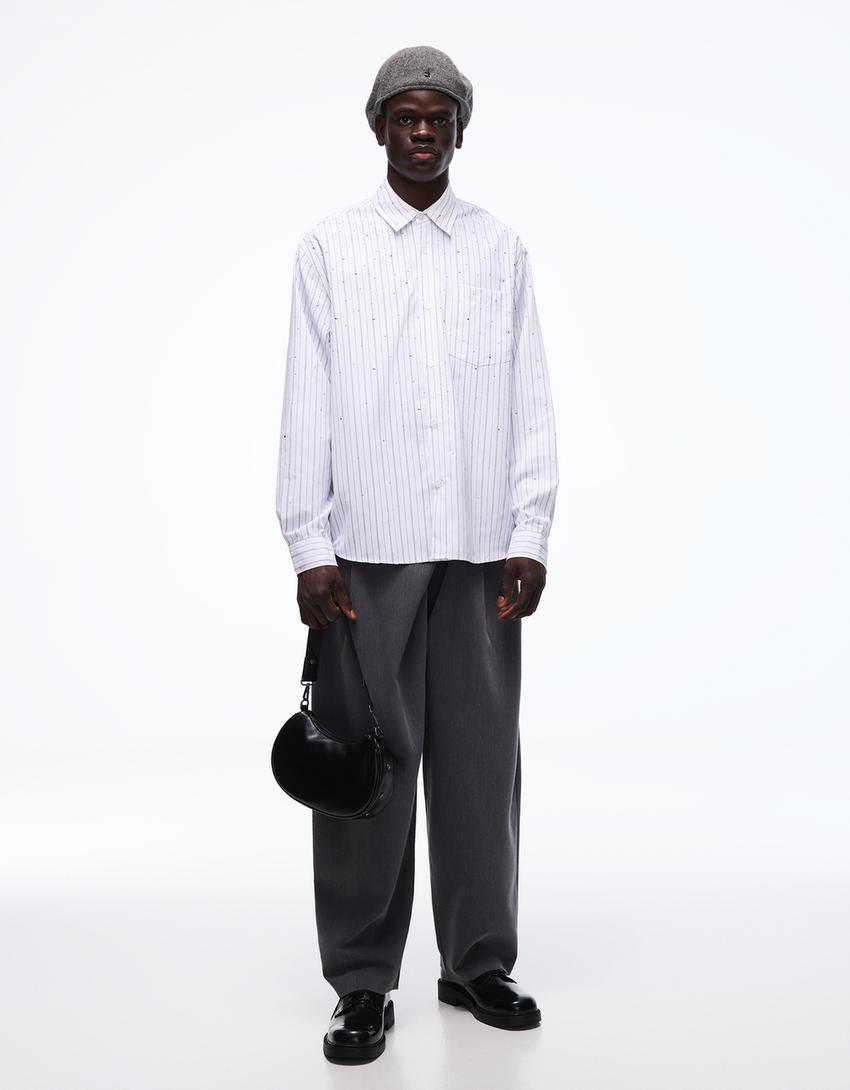 Boxy studded shirt-White