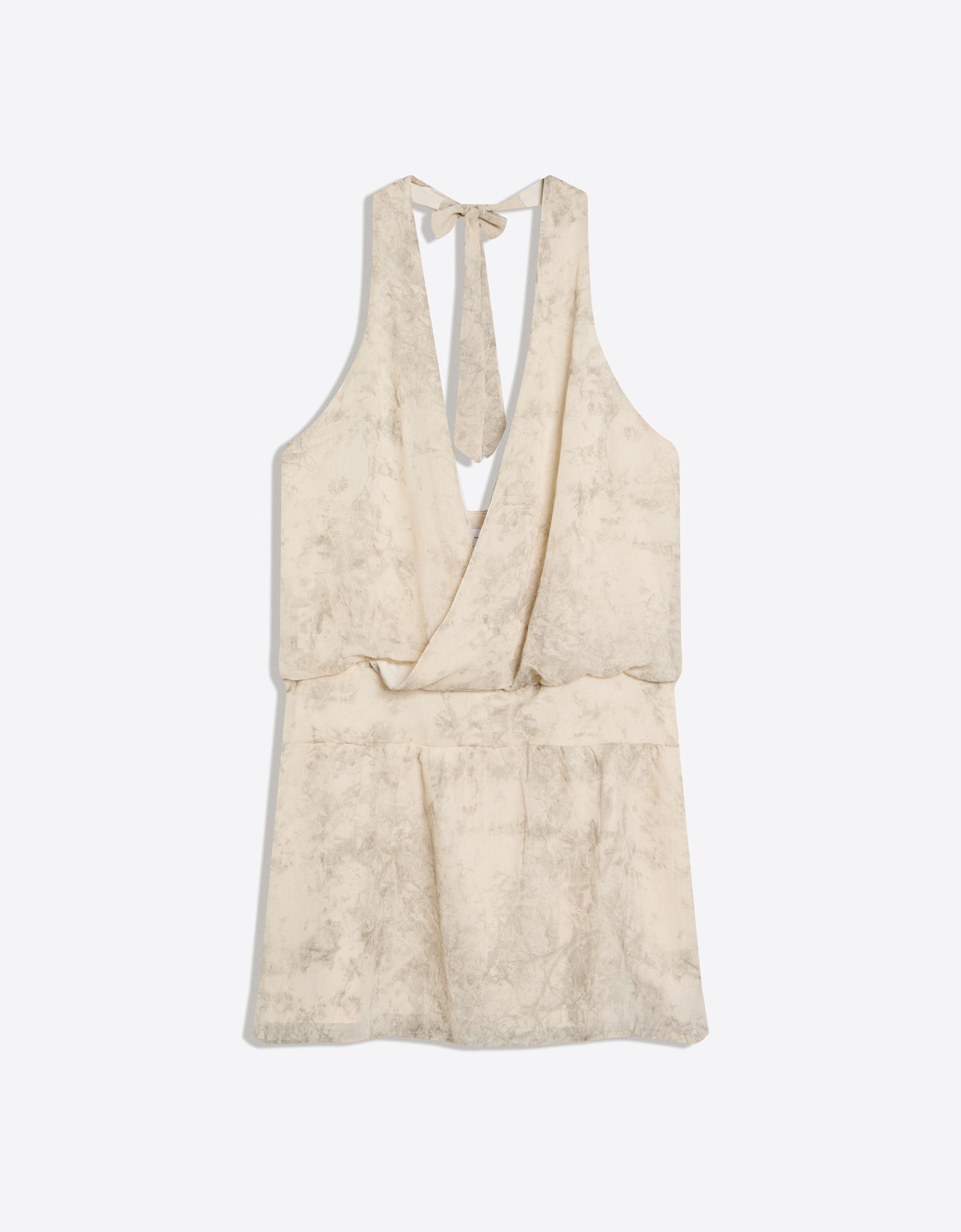 Kruvaze halter mini elbise - Görsel 2