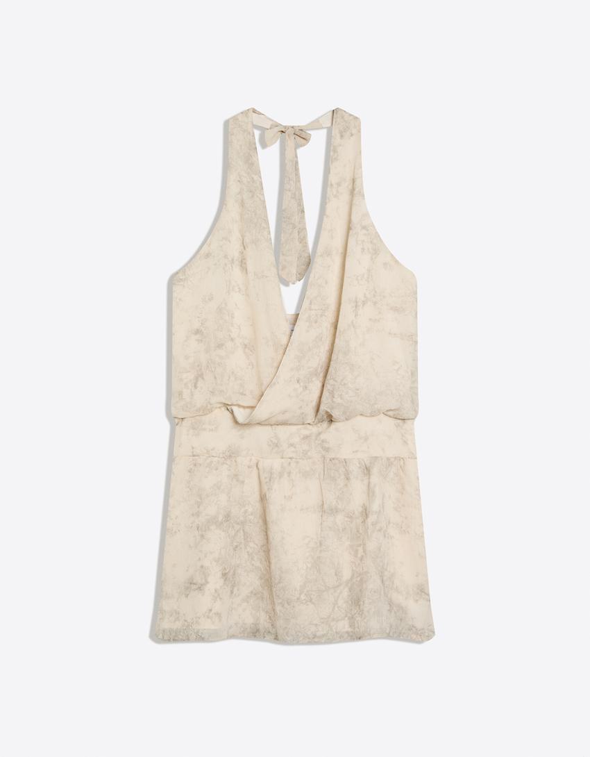 Vestido mini cruzado halter-Arena