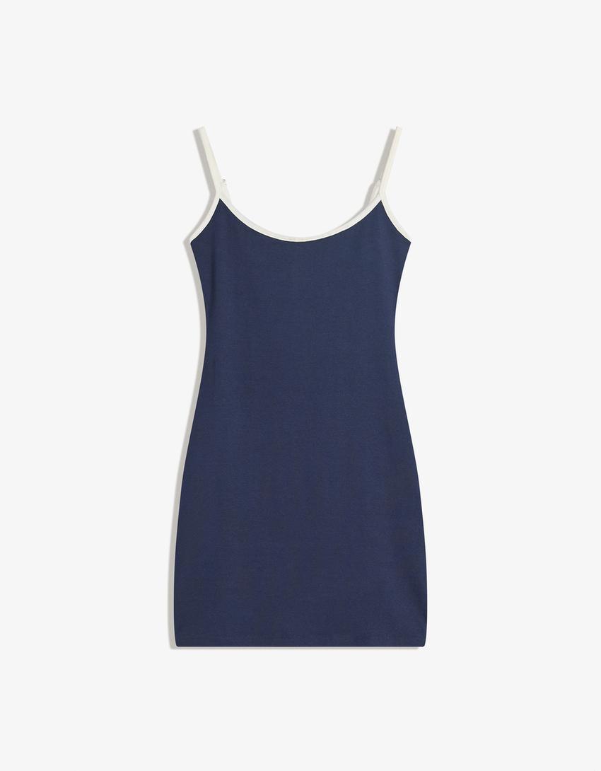 Mini dress with contrast straps-Navy-1