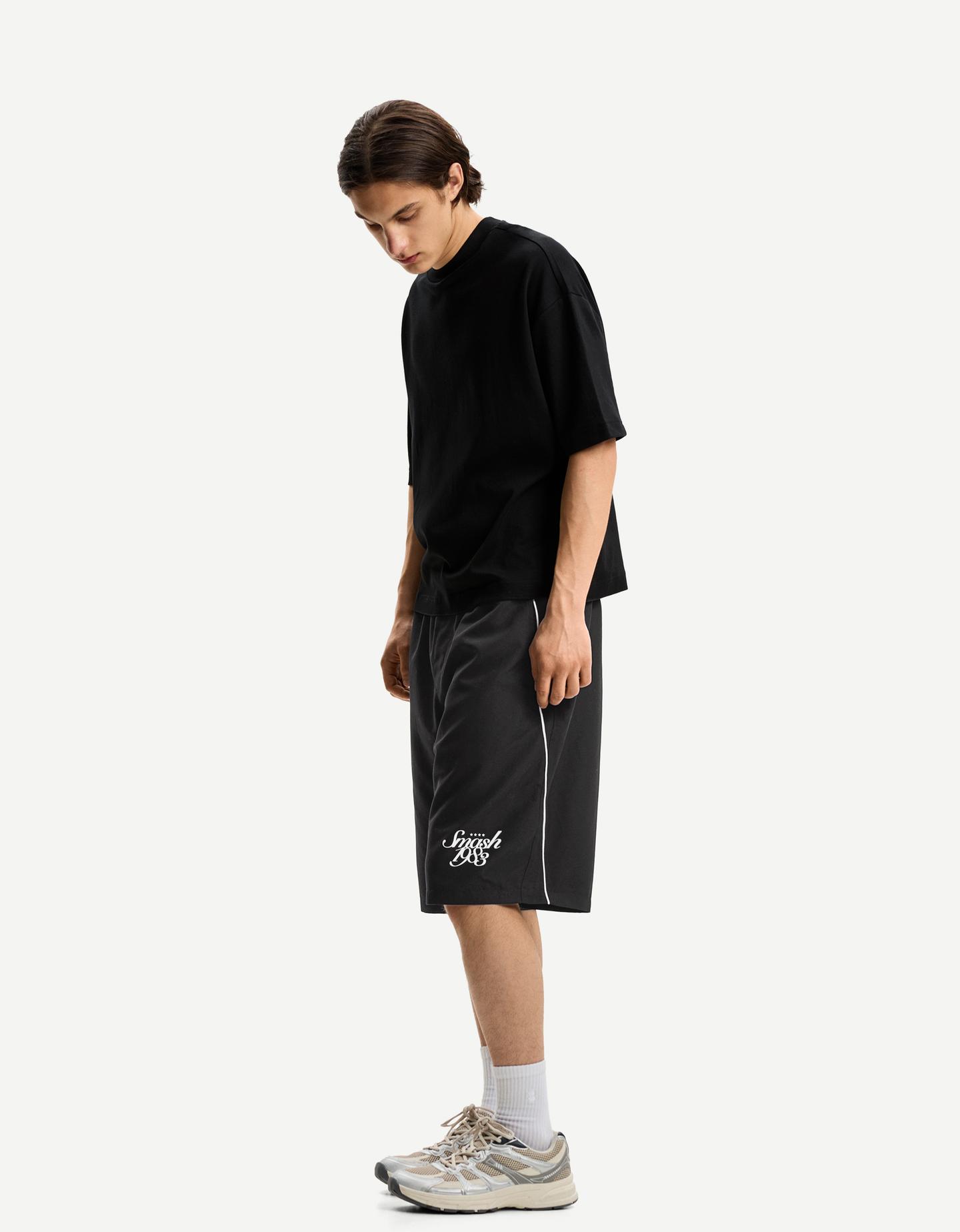 Bershka Bermuda Jogging Technique Homme L Noir