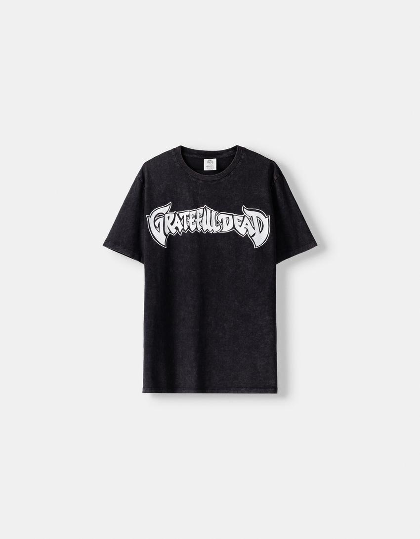 T-shirt Grateful Dead manga curta lavada-Preto-4