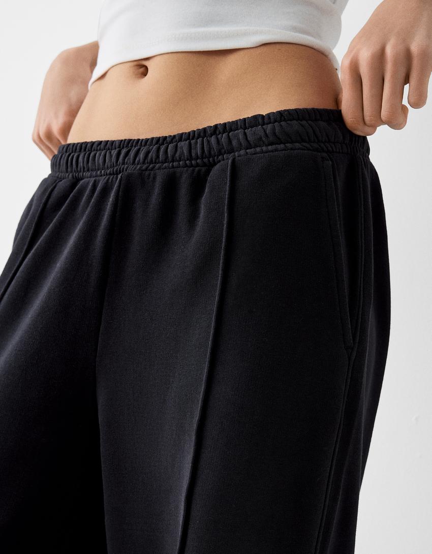 بنطال ناعم واسع الساقين بتأثير باهت-رمادي-5