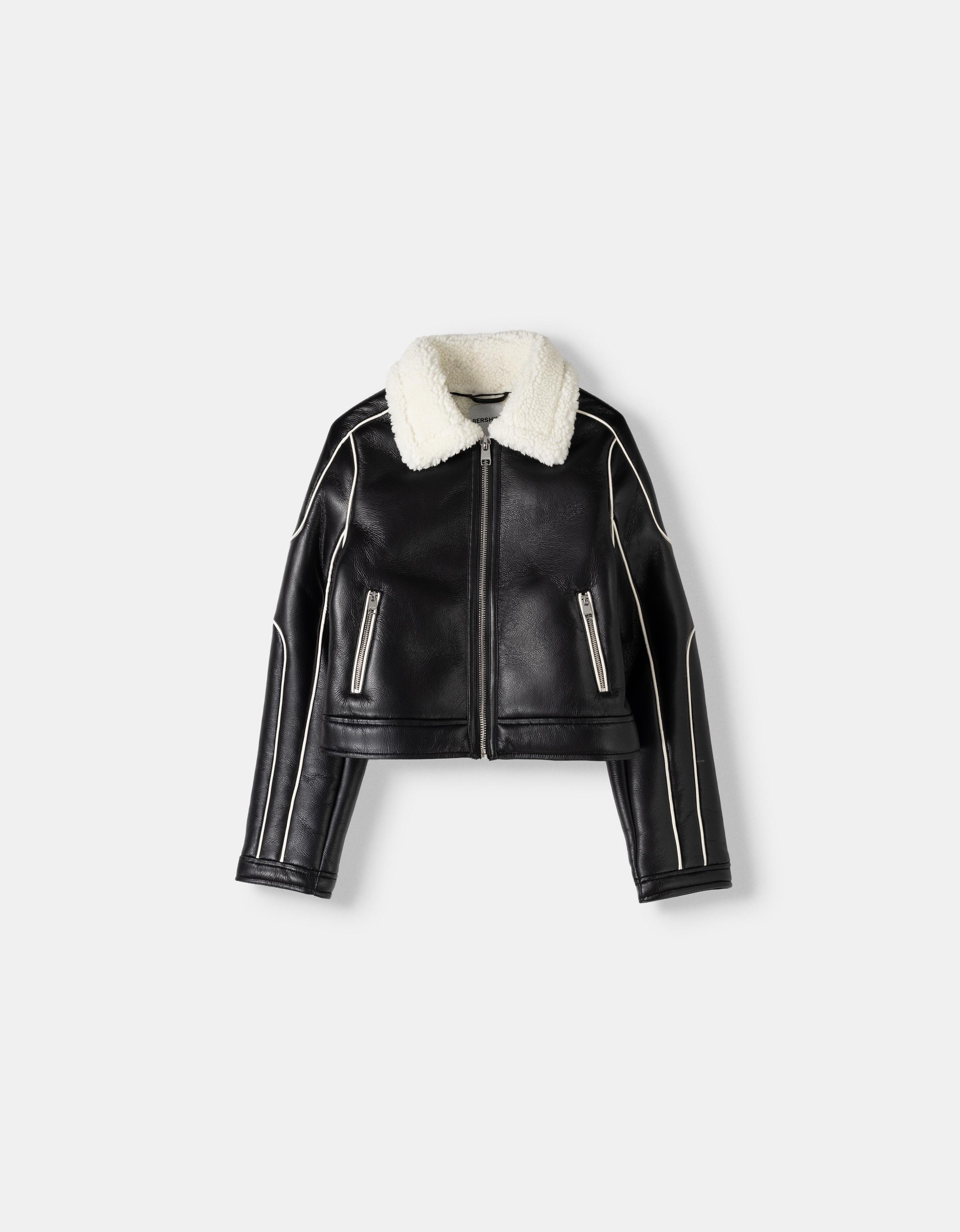 Faux leather double faced jacket New Women Bershka