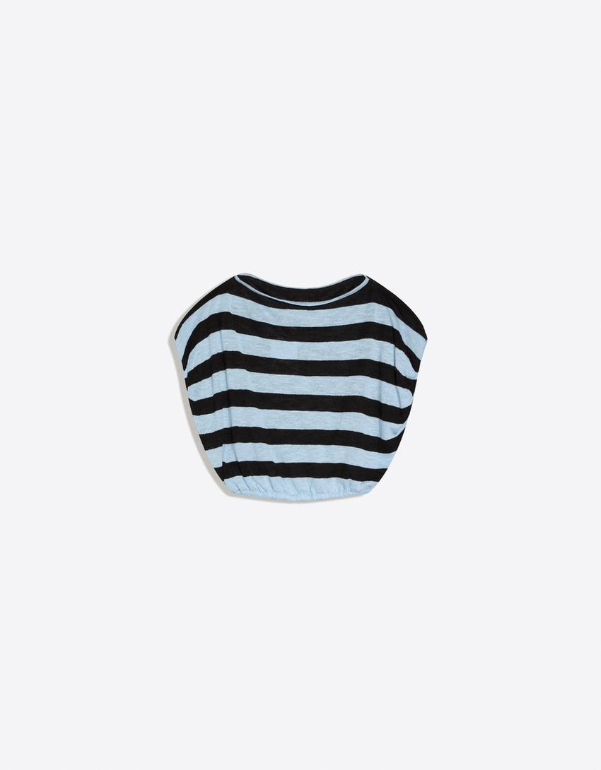Asymmetric striped sweater-Blue