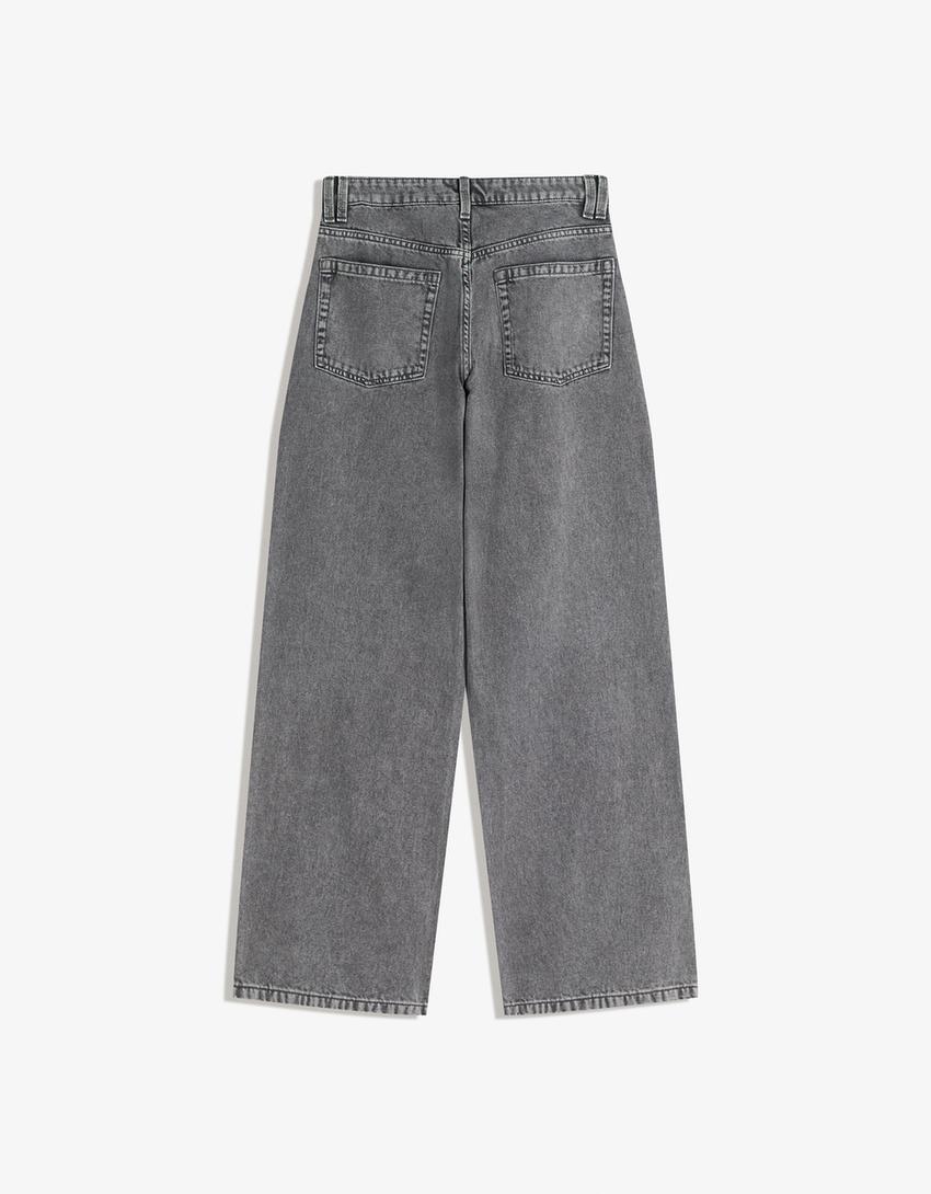 Pantalón barrel lentejuelas-Gris oscuro