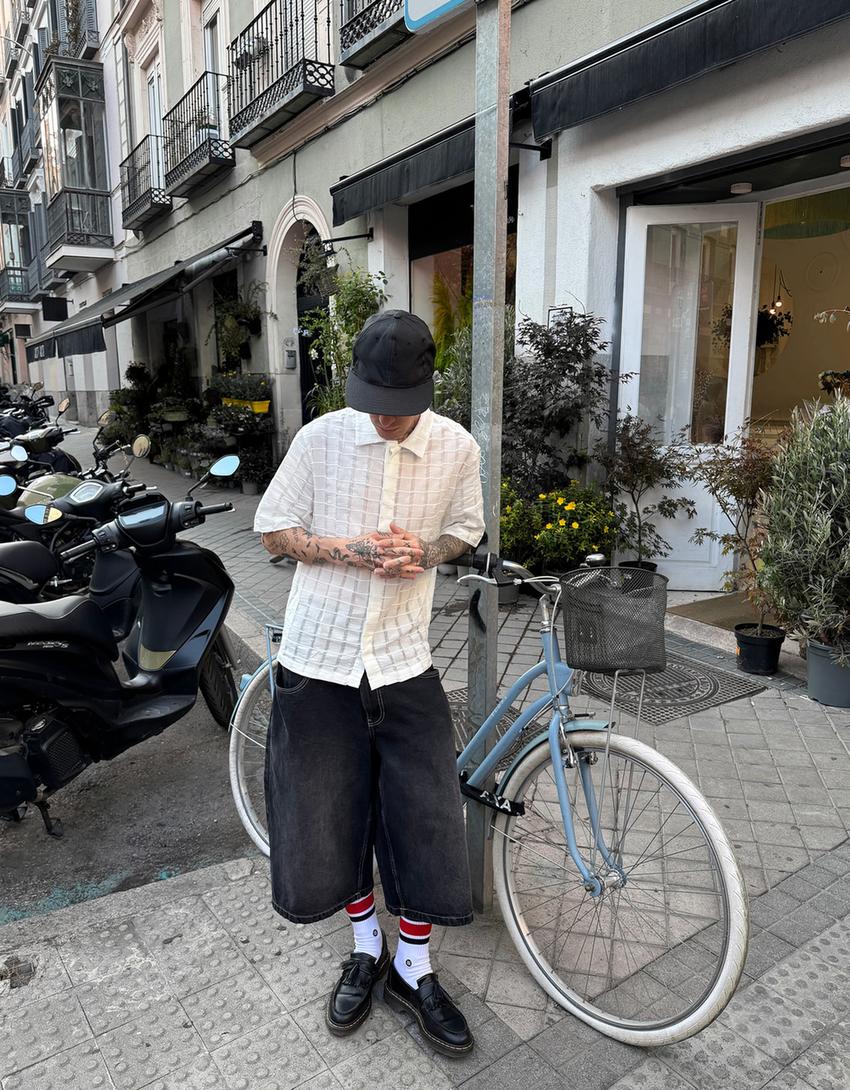Super baggy denim Bermuda jorts-Black-3