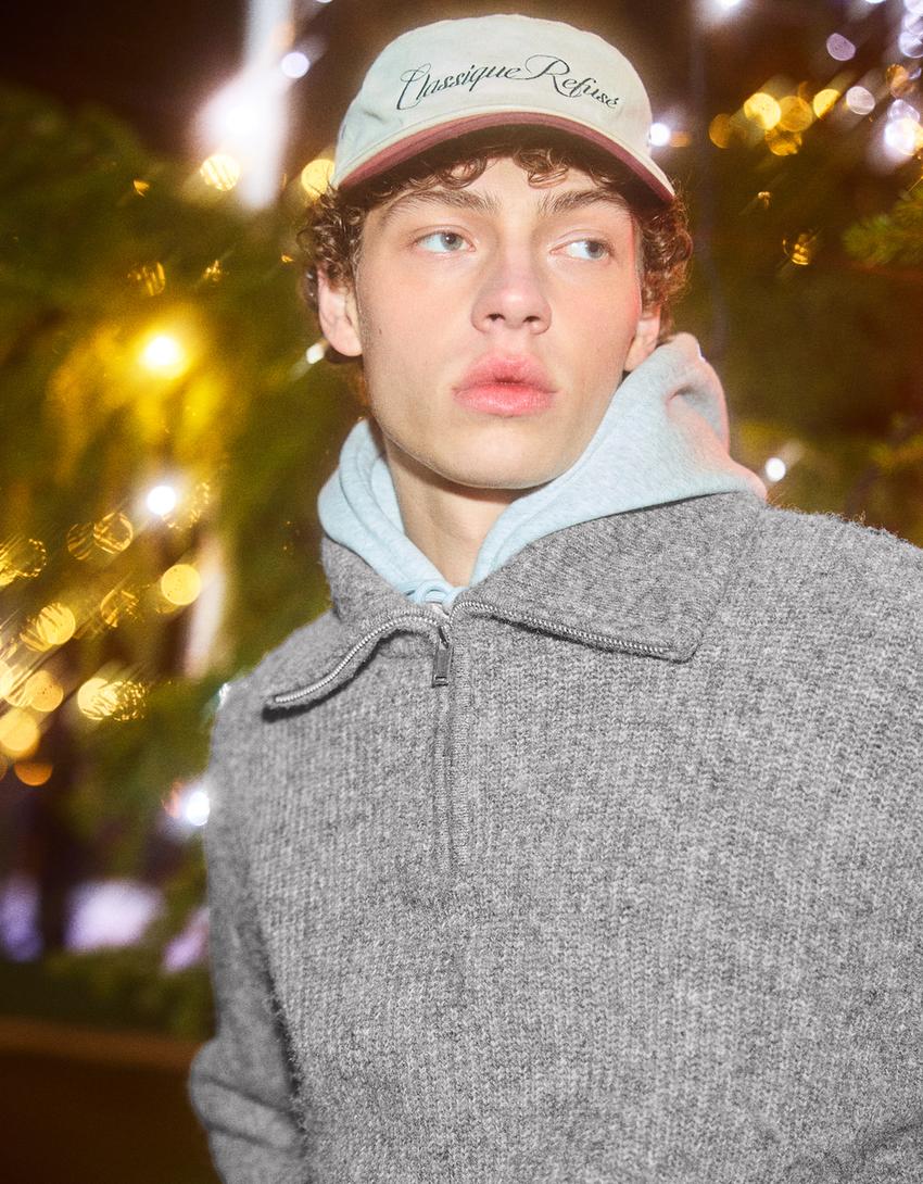 Pulover na zadrgo-Siva