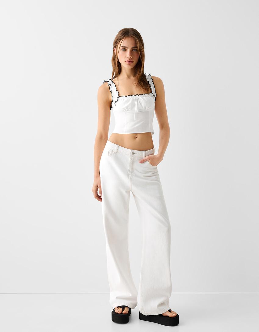 توب بحمالات وكشكش-أبيض مطفي-3