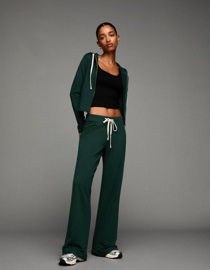 Plush jersey trousers-Green-0